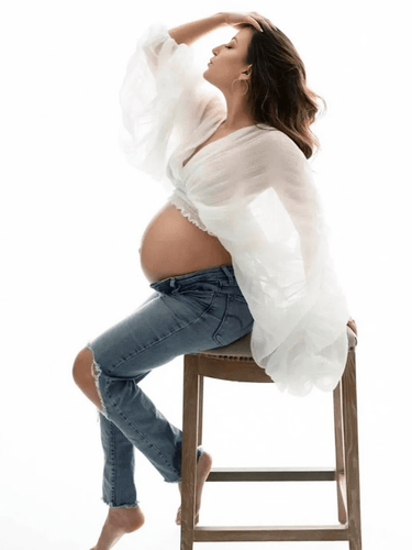Maternity Photography V-Neck Long Sleeve Crop Top For Women -, Shirts , Drestiny , Australia, Black, Blouses, Casual Shirts, Crop Tops, L, Long Sleeves, M, New Zealand, Photo Shoot Attire, United Kingdom, United States, White , Drestiny , www.shopdrestiny.com